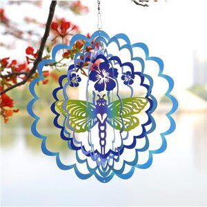 Kinetic 3D Metal Dragonfly Wind Spinner Hanging Ornament Worth Gift - 12inch